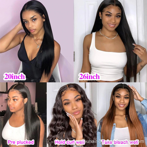 Natural color  Brazilian Human Hair T lace HD Transparent Lace Front Wigs with Pre-Plucked Virgin hair Wigs For Black Women